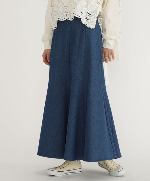 BEAMS HEART（ビームスハート）の「BEAMS HEART / デニム マーメイド スカート（スカート・レディース・インディゴブルー/ホワイト系その他5/ブルー系その他4・FREE）」の4枚目の写真