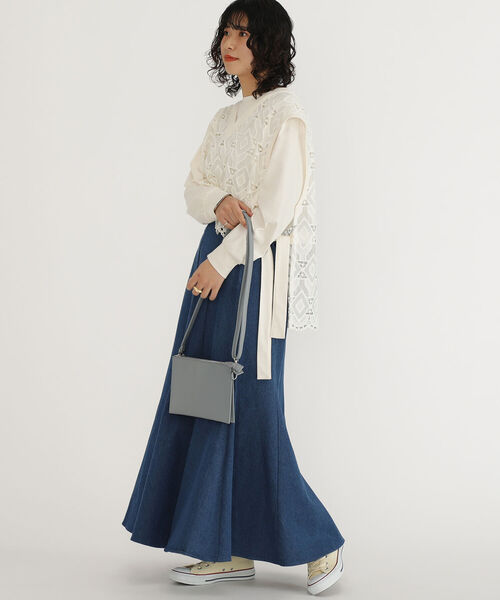 BEAMS HEART（ビームスハート）の「BEAMS HEART / デニム マーメイド スカート（スカート・レディース・インディゴブルー/ホワイト系その他5/ブルー系その他4・FREE）」の7枚目の写真