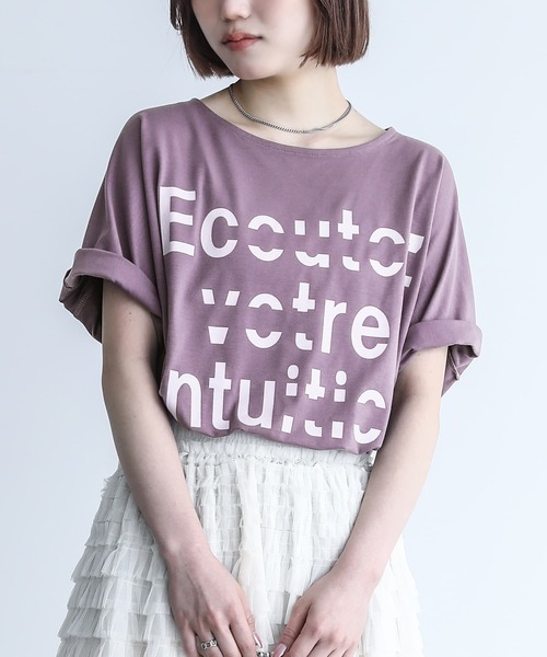 n'OrLABEL(ノアールレーベル)の「『グラフィカルロゴTシャツ』(Tシャツ/カットソー・レディース・ブラック/パープル/オフホワイト/ピンクベージュ・FREE)」の3枚目の写真