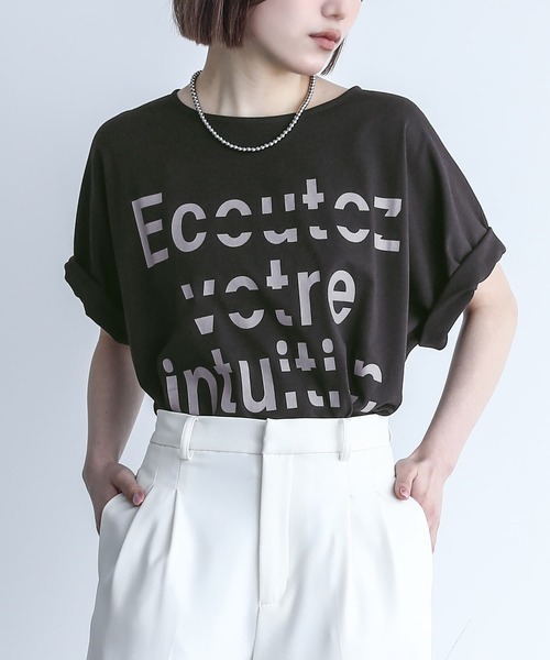 n'OrLABEL(ノアールレーベル)の「『グラフィカルロゴTシャツ』(Tシャツ/カットソー・レディース・ブラック/パープル/オフホワイト/ピンクベージュ・FREE)」の2枚目の写真