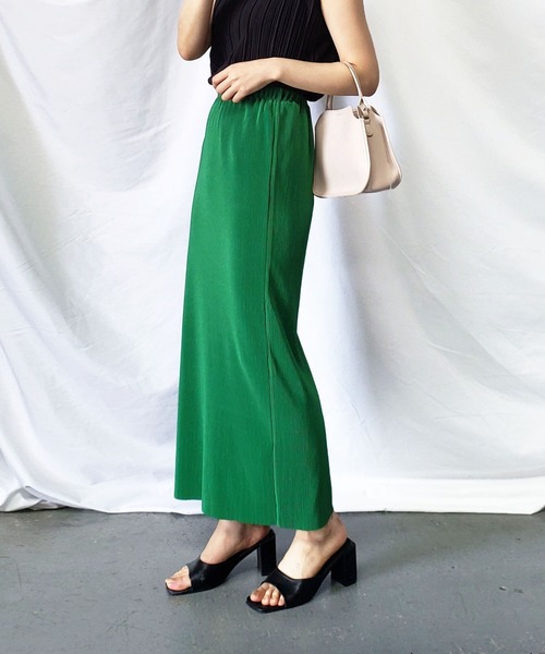 me+em select（ミームセレクト）の「【 新色追加１２色展開  / セルフカット 】ハイウエストロングプリーツタイトスカート（スカート・レディース・ブラック/オレンジ/グリーン/アイボリー/グリーン系その他/ピンク系その他/ダークグリーン/テラコッタ/マスタード/ライム/ブルー系その他/ピンク系その他2・MEDIUM）」の6枚目の写真