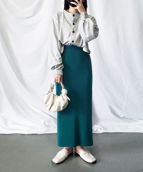 me+em select（ミームセレクト）の「【 新色追加１２色展開  / セルフカット 】ハイウエストロングプリーツタイトスカート（スカート・レディース・ブラック/オレンジ/グリーン/アイボリー/グリーン系その他/ピンク系その他/ダークグリーン/テラコッタ/マスタード/ライム/ブルー系その他/ピンク系その他2・MEDIUM）」の22枚目の写真