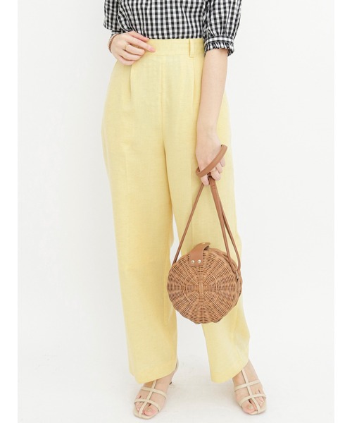 Te chichi（テチチ）の「リネン混ワイドパンツ（その他パンツ・レディース・イエロー/グリーン/ベージュ・SMALL/MEDIUM）」の3枚目の写真