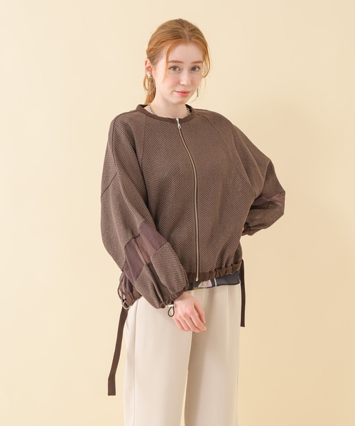 Paradise Picnic（パラダイスピクニック）の「Lallia Mu メッシュドルマンスリーブブルゾン（ブルゾン・レディース・ホワイト/ブラウン・FREE）」の2枚目の写真