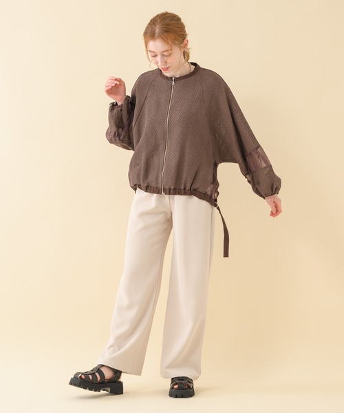 Paradise Picnic（パラダイスピクニック）の「Lallia Mu メッシュドルマンスリーブブルゾン（ブルゾン・レディース・ホワイト/ブラウン・FREE）」の4枚目の写真