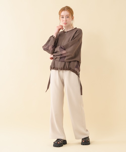 Paradise Picnic（パラダイスピクニック）の「Lallia Mu メッシュドルマンスリーブブルゾン（ブルゾン・レディース・ホワイト/ブラウン・FREE）」の5枚目の写真