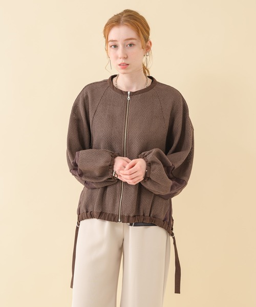 Paradise Picnic（パラダイスピクニック）の「Lallia Mu メッシュドルマンスリーブブルゾン（ブルゾン・レディース・ホワイト/ブラウン・FREE）」の8枚目の写真