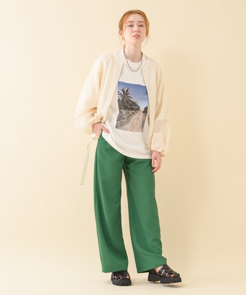 Paradise Picnic（パラダイスピクニック）の「Lallia Mu メッシュドルマンスリーブブルゾン（ブルゾン・レディース・ホワイト/ブラウン・FREE）」の12枚目の写真