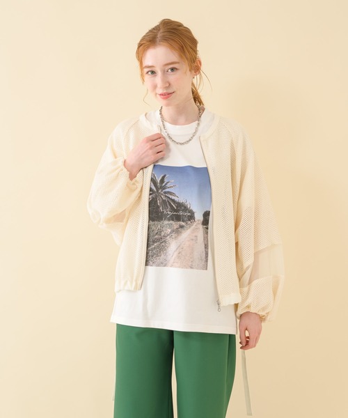 Paradise Picnic（パラダイスピクニック）の「Lallia Mu メッシュドルマンスリーブブルゾン（ブルゾン・レディース・ホワイト/ブラウン・FREE）」の14枚目の写真