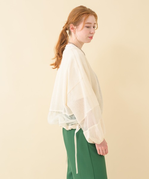 Paradise Picnic（パラダイスピクニック）の「Lallia Mu メッシュドルマンスリーブブルゾン（ブルゾン・レディース・ホワイト/ブラウン・FREE）」の15枚目の写真