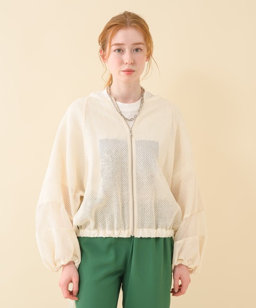 Paradise Picnic（パラダイスピクニック）の「Lallia Mu メッシュドルマンスリーブブルゾン（ブルゾン・レディース・ホワイト/ブラウン・FREE）」の17枚目の写真