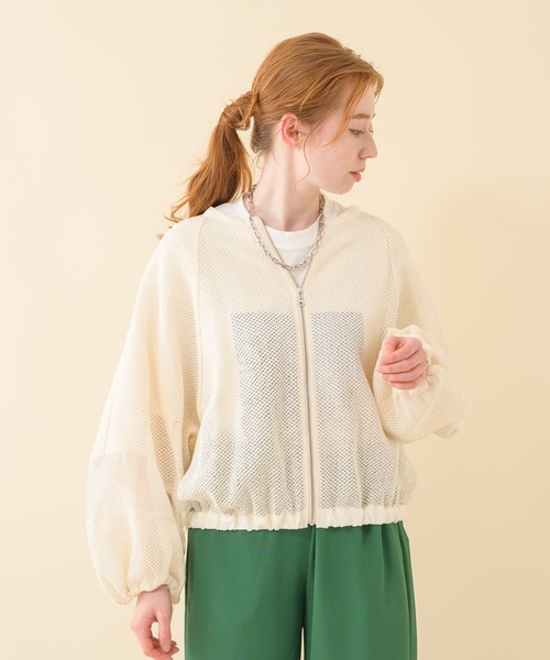 Paradise Picnic（パラダイスピクニック）の「Lallia Mu メッシュドルマンスリーブブルゾン（ブルゾン・レディース・ホワイト/ブラウン・FREE）」の18枚目の写真