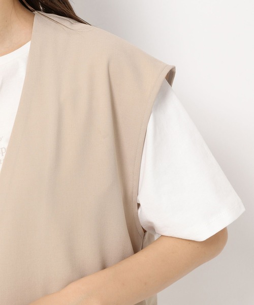 mysty woman（ミスティウーマン）の「ノーカラーミドルジレ 285439（ベスト・レディース・ダークブラウン/ベージュ/ダークオレンジ・FREE）」の11枚目の写真