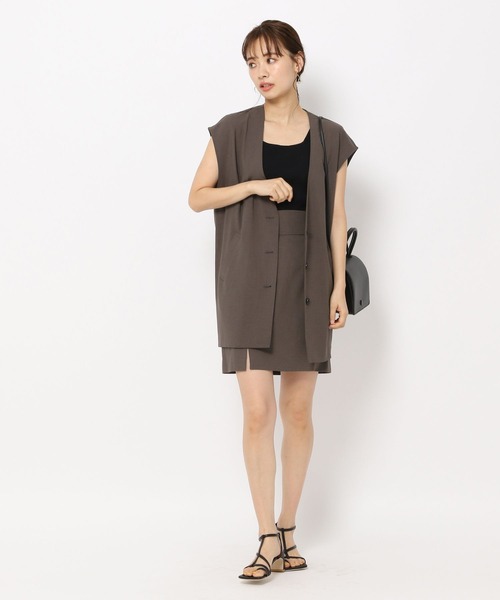 mysty woman（ミスティウーマン）の「ノーカラーミドルジレ 285439（ベスト・レディース・ダークブラウン/ベージュ/ダークオレンジ・FREE）」の18枚目の写真