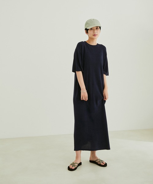 SALON adam et rope'（サロン アダム エ ロペ）の「【極上の肌ざわり】Tシャツワンピース-CreamyCotton /クリーミーコットン-（ワンピース・レディース・ピンク/ライトグリーン/ブラック系その他・FREE）」の8枚目の写真