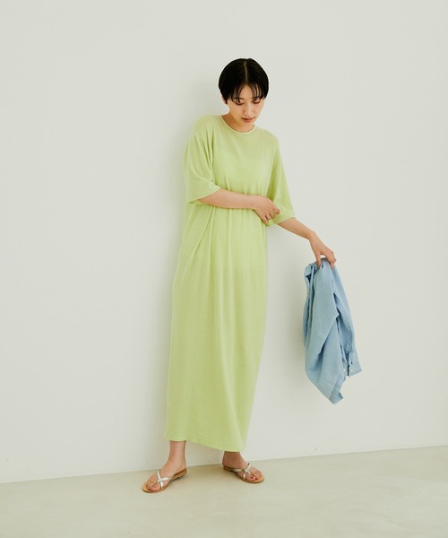 SALON adam et rope'（サロン アダム エ ロペ）の「【極上の肌ざわり】Tシャツワンピース-CreamyCotton /クリーミーコットン-（ワンピース・レディース・ピンク/ライトグリーン/ブラック系その他・FREE）」の13枚目の写真