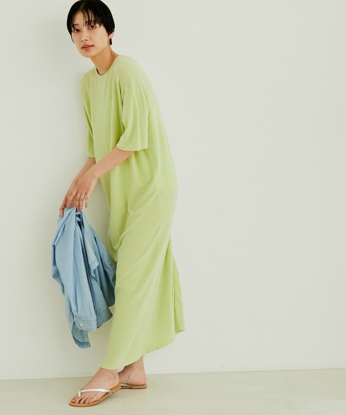 SALON adam et rope'（サロン アダム エ ロペ）の「【極上の肌ざわり】Tシャツワンピース-CreamyCotton /クリーミーコットン-（ワンピース・レディース・ピンク/ライトグリーン/ブラック系その他・FREE）」の16枚目の写真