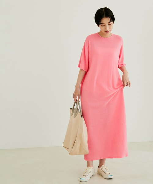 SALON adam et rope'（サロン アダム エ ロペ）の「【極上の肌ざわり】Tシャツワンピース-CreamyCotton /クリーミーコットン-（ワンピース・レディース・ピンク/ライトグリーン/ブラック系その他・FREE）」の17枚目の写真