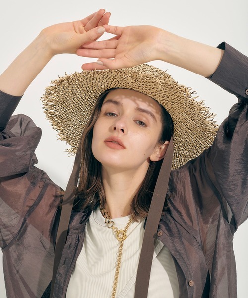 PUBLIC TOKYO（パブリックトウキョウ）の「フリンジカンカンボウ（ハット・レディース・ベージュ/カーキ・FREE）」の4枚目の写真