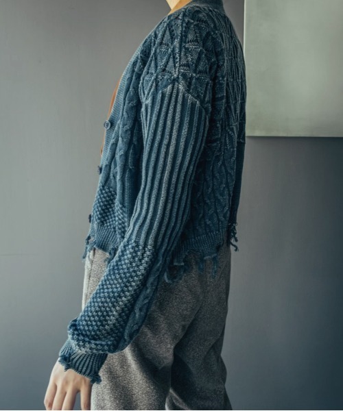 MARTE(マルテ)の「Damage Wash Knit Cardigan(カーディガン/ボレロ・レディース・オレンジ/ブルー・FREE)」の6枚目の写真