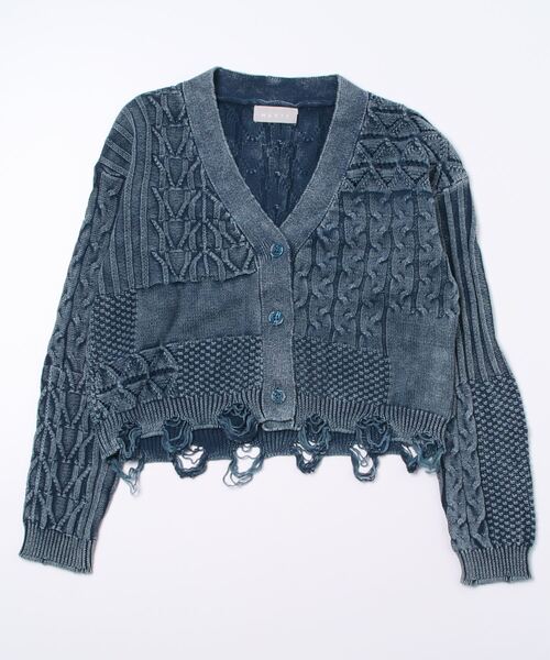 MARTE(マルテ)の「Damage Wash Knit Cardigan(カーディガン/ボレロ・レディース・オレンジ/ブルー・FREE)」の10枚目の写真