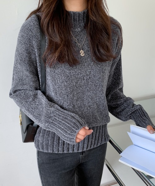 ABITOKYO（アビトーキョー）の「2022AW　ベロアモールハイネックニット（ニット/セーター・レディース・チャコールグレー/ブラック/グレイッシュベージュ・FREE）」の12枚目の写真
