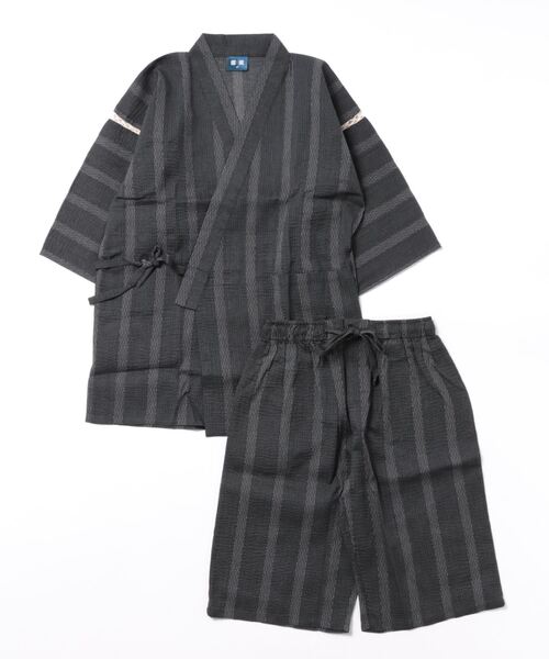 風神雷神の手書き絵・しじら織甚平 キングサイズ濃灰4L 風神雷神の手書き絵・しじら織甚平 キングサイズ濃灰3L 風神