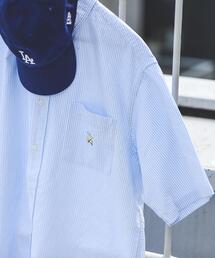 coen | "ワンポイント刺繍シリーズ"サマーベア刺繍オックスボタンダウン半袖シャツ(シャツ/ブラウス)