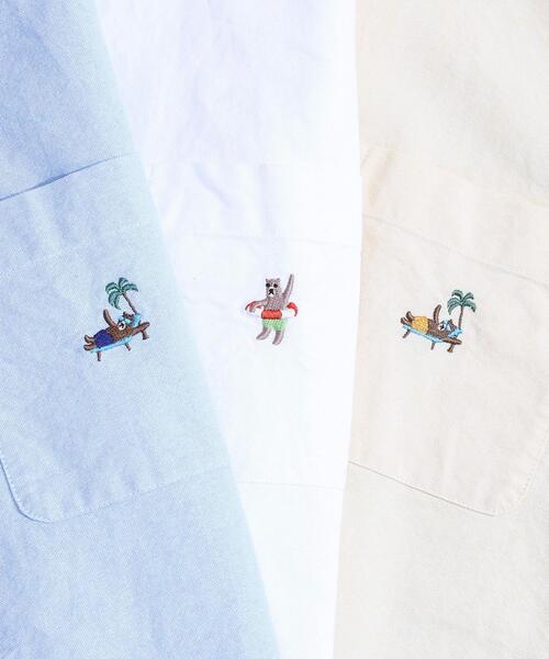 coen(コーエン)の「ワンポイント刺繍サマーベア刺繍オックスボタンダウン半袖シャツ(シャツ/ブラウス・メンズ・ホワイト/ライトブルー/イエロー/ダークグレー/ケリー/コバルトブルー・SMALL/MEDIUM/LARGE/X-LARGE)」の7枚目の写真