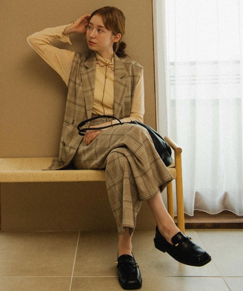 Crisp（クリスプ）の「ダブルボタンチェックジレ（ベスト・レディース・ベージュ/グレー・FREE）」の16枚目の写真