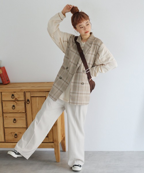 Crisp（クリスプ）の「ダブルボタンチェックジレ（ベスト・レディース・ベージュ/グレー・FREE）」の20枚目の写真