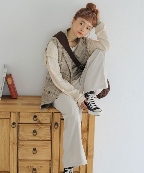 Crisp（クリスプ）の「ダブルボタンチェックジレ（ベスト・レディース・ベージュ/グレー・FREE）」の21枚目の写真