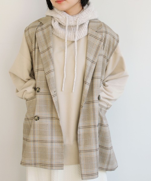 Crisp（クリスプ）の「ダブルボタンチェックジレ（ベスト・レディース・ベージュ/グレー・FREE）」の4枚目の写真