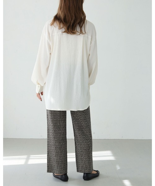 HER CLOSET（ハークローゼット）の「【shemoshelly】クリンクル ダブルボタンシャツブラウス（Tシャツ/カットソー・レディース・ブラック/ベージュ/オフホワイト・M）」の20枚目の写真