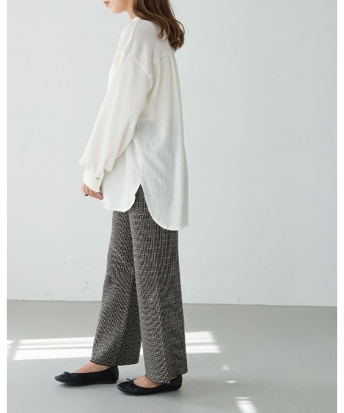 HER CLOSET（ハークローゼット）の「【shemoshelly】クリンクル ダブルボタンシャツブラウス（Tシャツ/カットソー・レディース・ブラック/ベージュ/オフホワイト・M）」の21枚目の写真