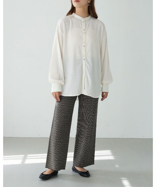 HER CLOSET（ハークローゼット）の「【shemoshelly】クリンクル ダブルボタンシャツブラウス（Tシャツ/カットソー・レディース・ブラック/ベージュ/オフホワイト・M）」の19枚目の写真