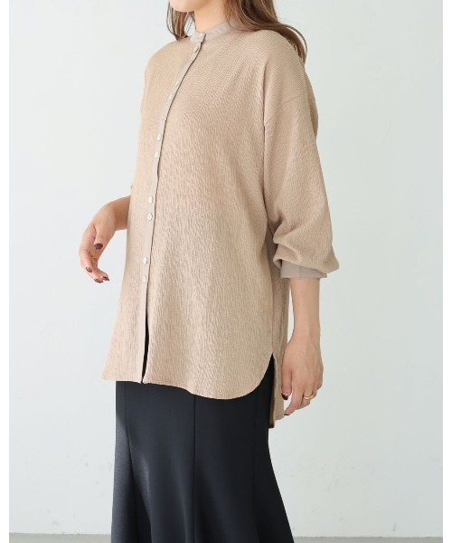 HER CLOSET（ハークローゼット）の「【shemoshelly】クリンクル ダブルボタンシャツブラウス（Tシャツ/カットソー・レディース・ブラック/ベージュ/オフホワイト・M）」の6枚目の写真