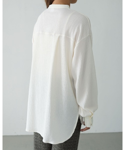 HER CLOSET（ハークローゼット）の「【shemoshelly】クリンクル ダブルボタンシャツブラウス（Tシャツ/カットソー・レディース・ブラック/ベージュ/オフホワイト・M）」の12枚目の写真