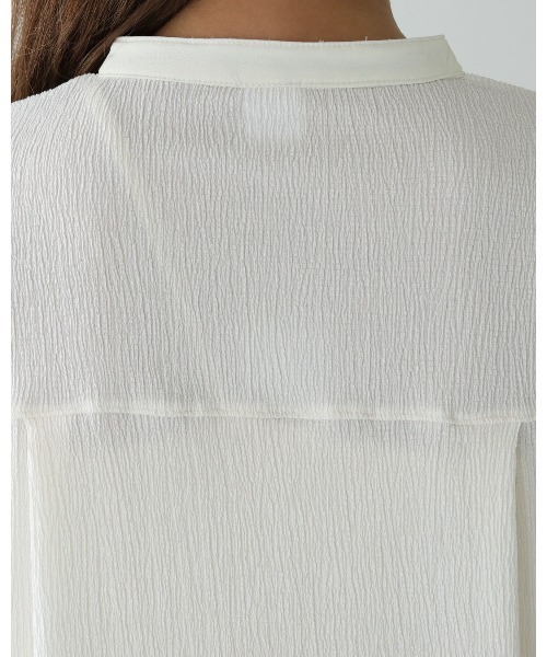 HER CLOSET（ハークローゼット）の「【shemoshelly】クリンクル ダブルボタンシャツブラウス（Tシャツ/カットソー・レディース・ブラック/ベージュ/オフホワイト・M）」の9枚目の写真