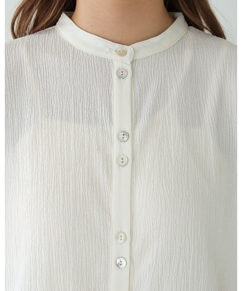 HER CLOSET（ハークローゼット）の「【shemoshelly】クリンクル ダブルボタンシャツブラウス（Tシャツ/カットソー・レディース・ブラック/ベージュ/オフホワイト・M）」の8枚目の写真