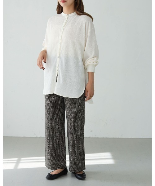 HER CLOSET（ハークローゼット）の「【shemoshelly】クリンクル ダブルボタンシャツブラウス（Tシャツ/カットソー・レディース・ブラック/ベージュ/オフホワイト・M）」の18枚目の写真