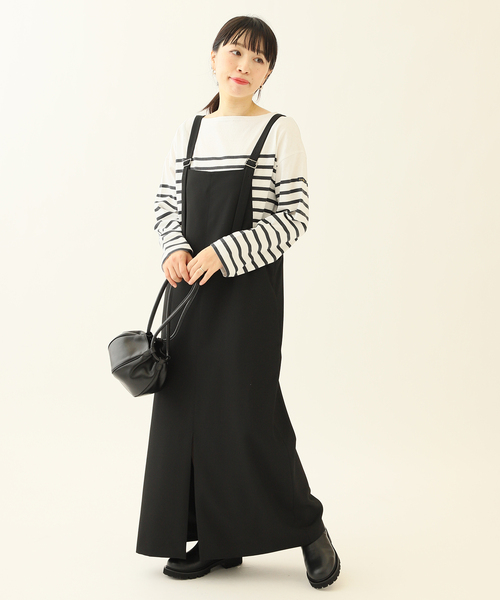 journal standard L'essage（ジャーナルスタンダードレサージュ）の「カルゼストライプ/TWカルゼ ジャンパーワンピース（ワンピース・レディース・ブラック/ネイビー・FREE）」の5枚目の写真