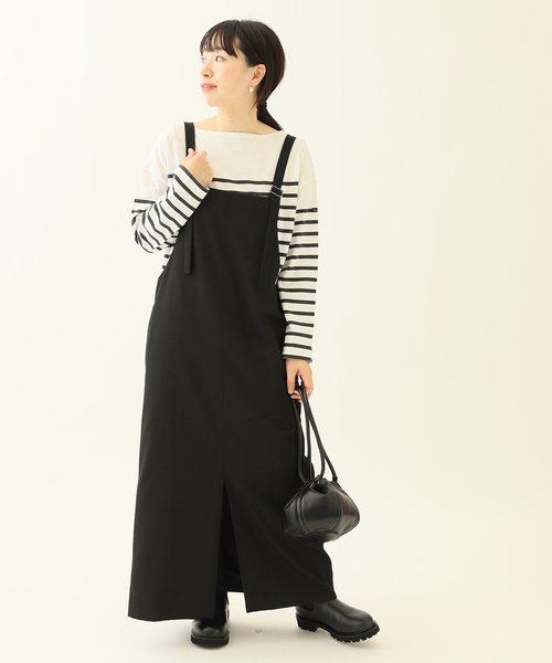 journal standard L'essage（ジャーナルスタンダードレサージュ）の「カルゼストライプ/TWカルゼ ジャンパーワンピース（ワンピース・レディース・ブラック/ネイビー・FREE）」の7枚目の写真