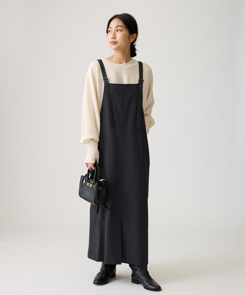 journal standard L'essage（ジャーナルスタンダードレサージュ）の「カルゼストライプ/TWカルゼ ジャンパーワンピース（ワンピース・レディース・ブラック/ネイビー・FREE）」の10枚目の写真