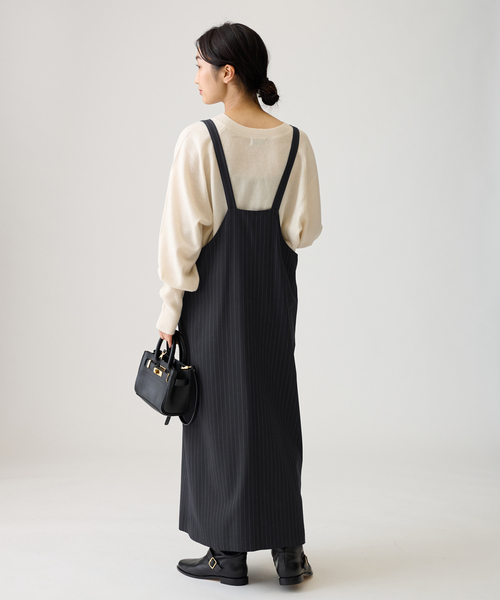 journal standard L'essage（ジャーナルスタンダードレサージュ）の「カルゼストライプ/TWカルゼ ジャンパーワンピース（ワンピース・レディース・ブラック/ネイビー・FREE）」の11枚目の写真