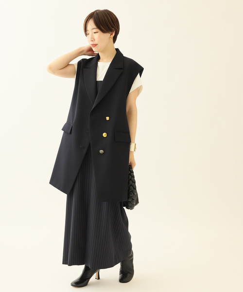 journal standard L'essage（ジャーナルスタンダードレサージュ）の「カルゼストライプ/TWカルゼ ジャンパーワンピース（ワンピース・レディース・ブラック/ネイビー・FREE）」の12枚目の写真