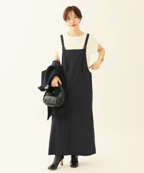 journal standard L'essage（ジャーナルスタンダードレサージュ）の「カルゼストライプ/TWカルゼ ジャンパーワンピース（ワンピース・レディース・ブラック/ネイビー・FREE）」の16枚目の写真