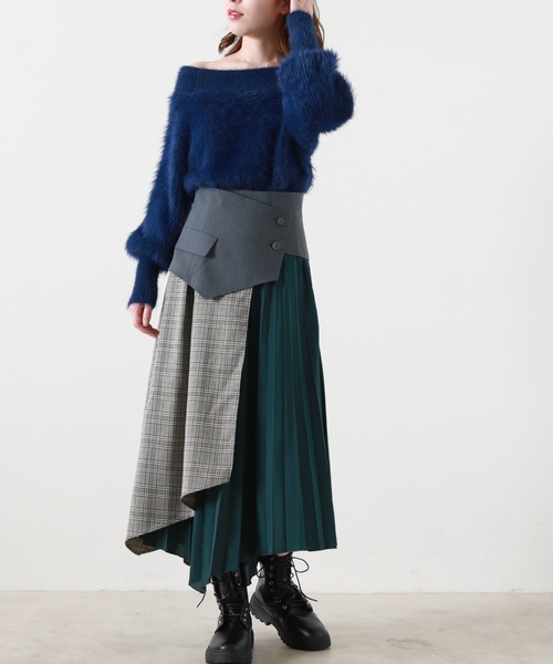Cheek(チーク)の「シャギーオフショルニットプルオーバー(ニット/セーター・レディース・ネイビー/オレンジ/グリーン・MEDIUM)」の19枚目の写真