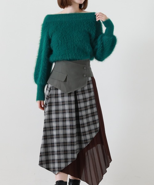 Cheek(チーク)の「シャギーオフショルニットプルオーバー(ニット/セーター・レディース・ネイビー/オレンジ/グリーン・MEDIUM)」の13枚目の写真