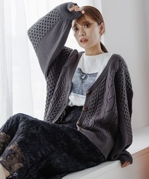 mysty woman | ケーブルミックスボリュームカーディガン　165691(カーディガン/ボレロ)